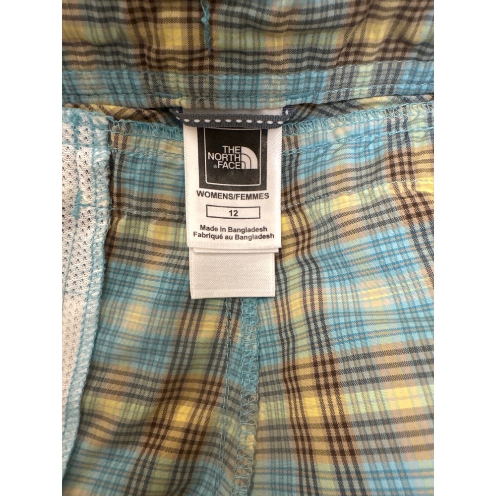 The North Face Plaid Hiking Shorts‎ Outdoor Casual Blue Brown Womens 12 - Picture 4 of 5